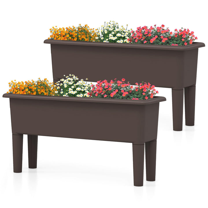 Giantex Raised Garden Beds Outdoor Set of 2, Self-Watering Planter Box with Detachable Legs &amp; Drainage Hole