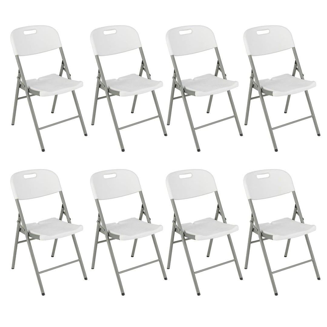 Giantex 4/8/12-Pack Plastic Folding Chairs, HDPE Waiting Room Chairs w/Metal Frame