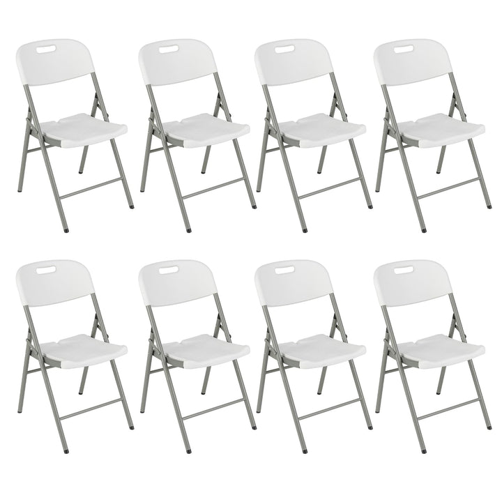 Giantex 4/8/12-Pack Plastic Folding Chairs, HDPE Waiting Room Chairs w/Metal Frame