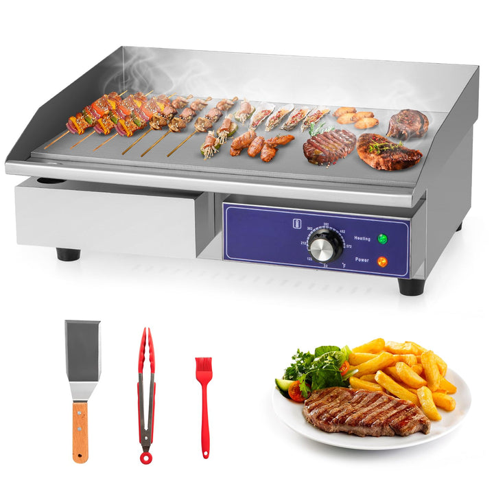 Giantex Commercial Electric Griddle 22" - 110V 2000W Countertop Griddle with Cast Iron Griddle Plate &amp; Stainless Steel Frame