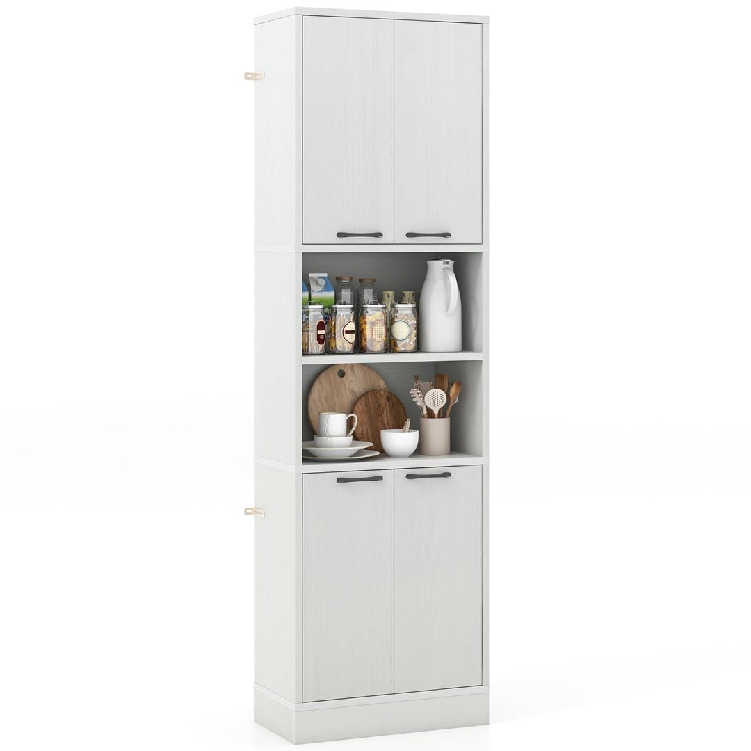 Giantex Kitchen Pantry Cabinet, 75” Tall Freestanding Cupboard with Doors &amp; Shelves