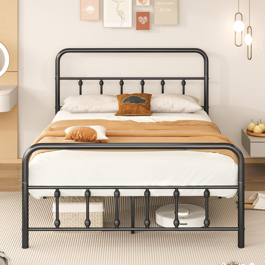 Giantex King/Queen/Full Size Metal Platform Bed Frame, Victorian Style Platform Bed with Headboard &amp; Footboard