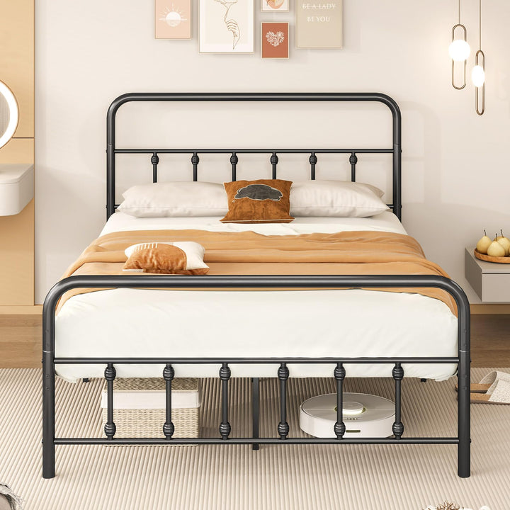 Giantex King/Queen/Full Size Metal Platform Bed Frame, Victorian Style Platform Bed with Headboard &amp; Footboard
