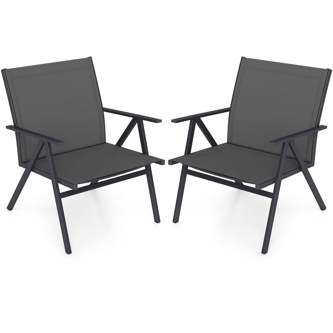 Giantex All Weather Outdoor Dining Chairs w/Sturdy Metal Frame &amp; Breathable Seat Back
