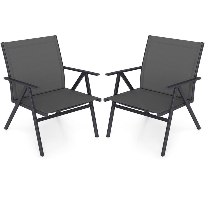 Giantex All Weather Outdoor Dining Chairs w/Sturdy Metal Frame &amp; Breathable Seat Back