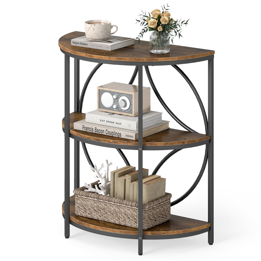 Giantex Half Round End Table 3-Tier Narrow Side Table(1/2)