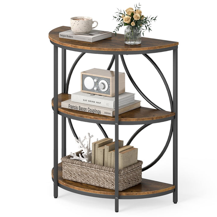 Giantex Half Round End Table 3-Tier Narrow Side Table(1/2)