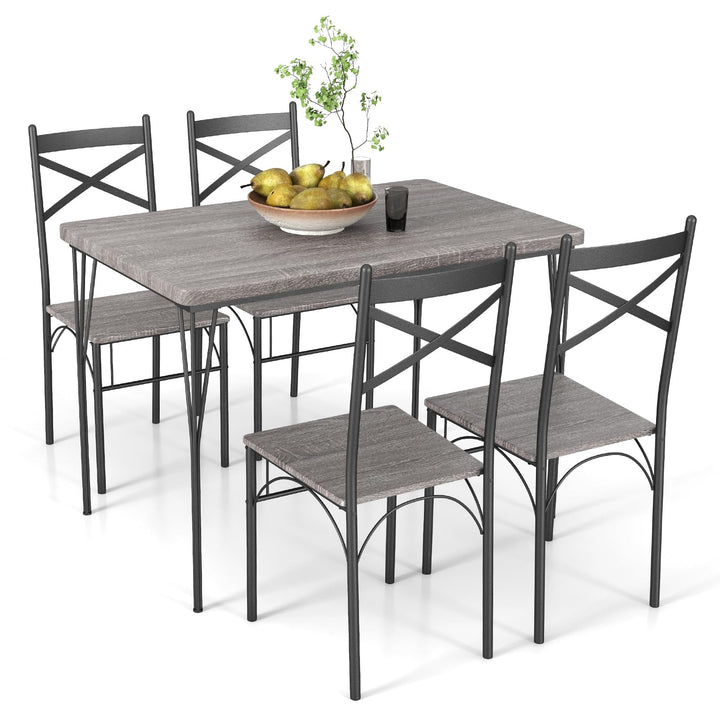 Giantex 5-Piece Dining Table Set, Modern Rectangular Dining Table &amp; 4 Dining Chairs Set with Metal Frame