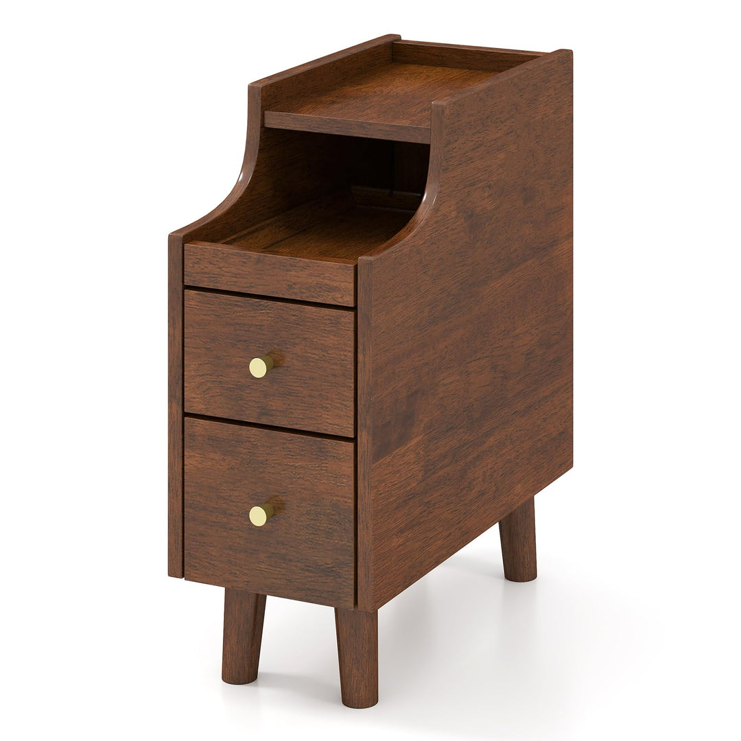 Giantex Narrow Nightstand with 2 Drawers for Small Spaces (1/2)