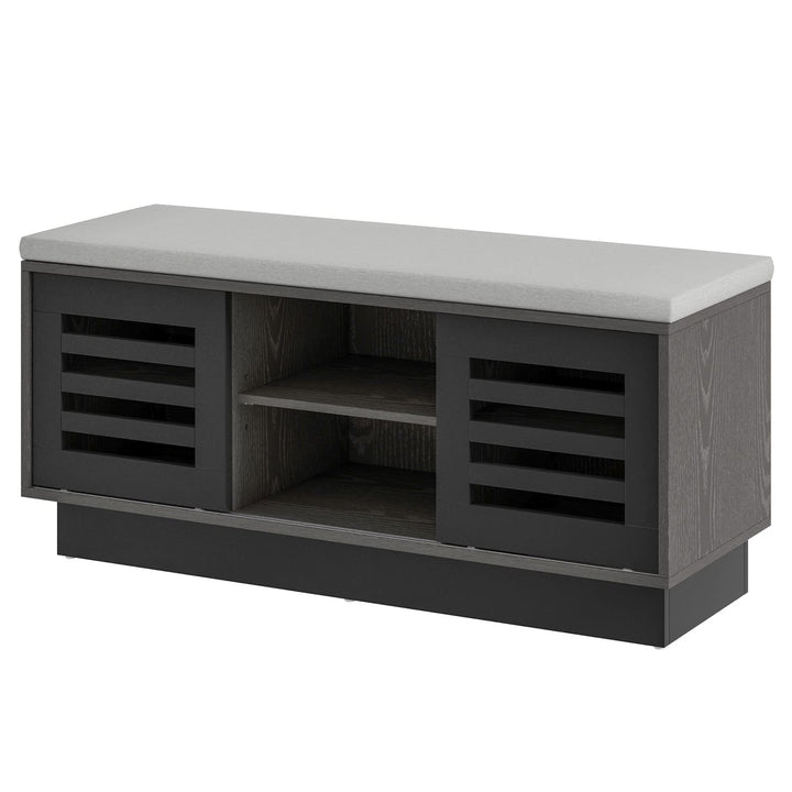 Giantex Entryway Shoe Storage Bench - Shoe Rack w/Seat Cushion &amp; 6 Storage Compartments