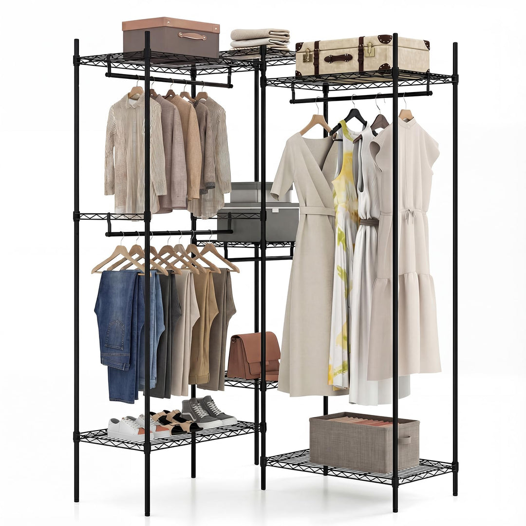 Giantex Convertible Clothes Organizer with L-shape &amp; Horizontal Installation