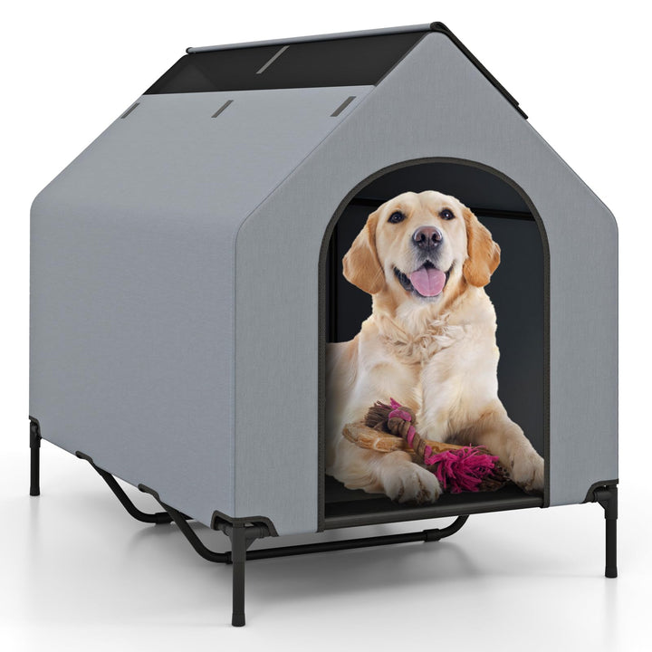 Giantex Dog House Outdoor Extra Large, Elevated Dog Bed with Weatherproof Canopy