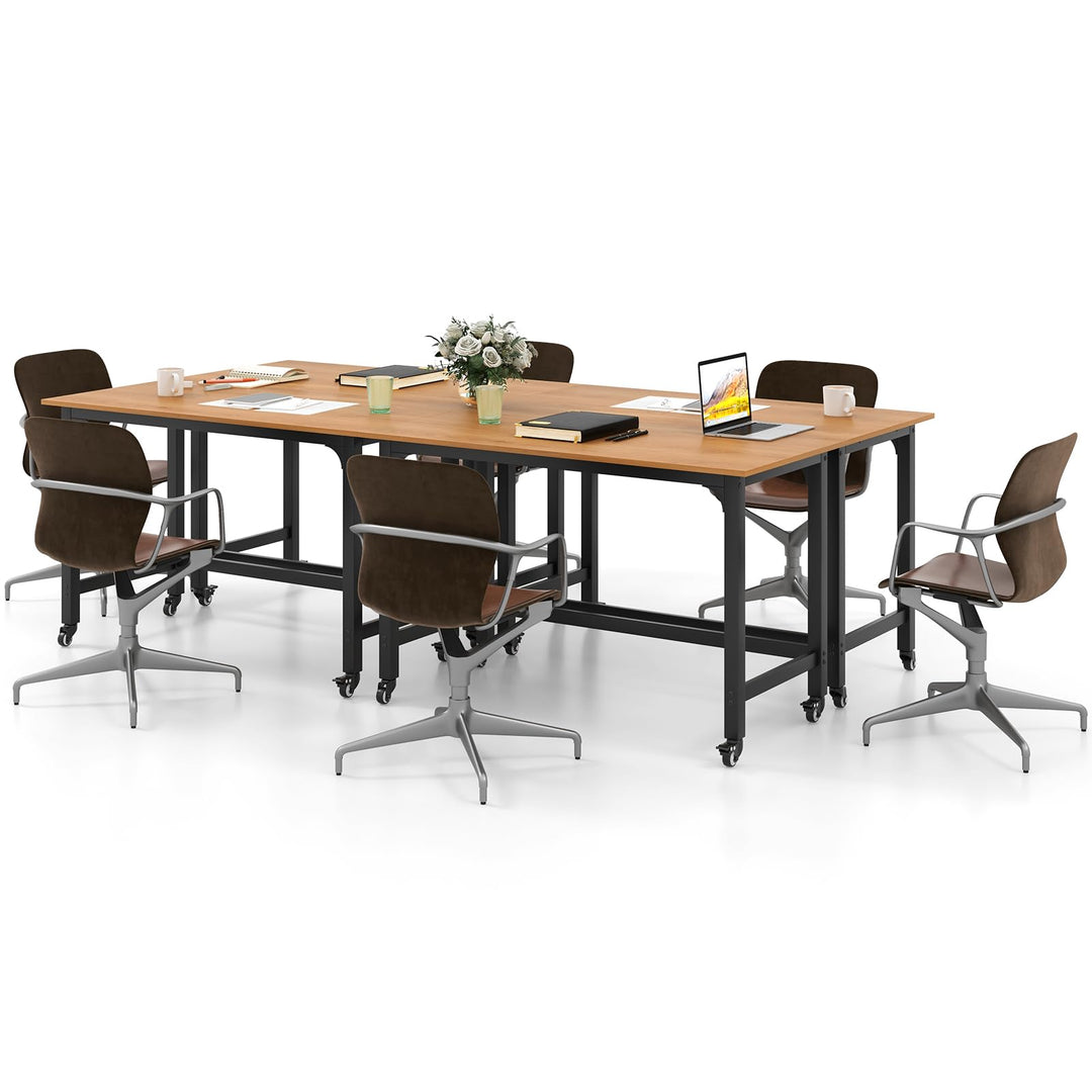 Giantex Conference Table, 48" Rectangular Mobile Meeting Room Desk with Removable Storage Bag &amp; 2 Hanging Hooks