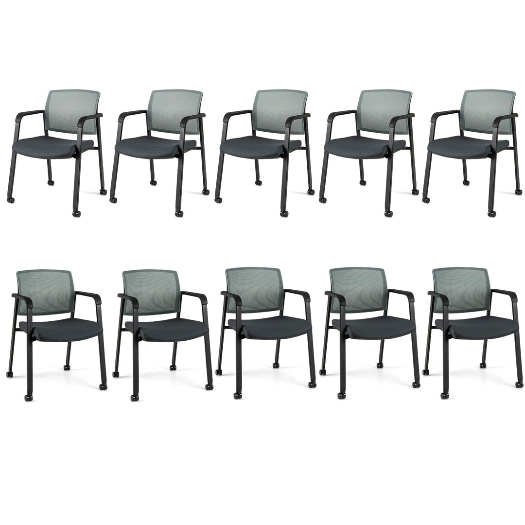 Giantex Waiting Room Chair Set, Rolling Office Desk Chairs with PU Wheels (2 / 4 / 6 / 8 / 10 / 12 Pack Options)