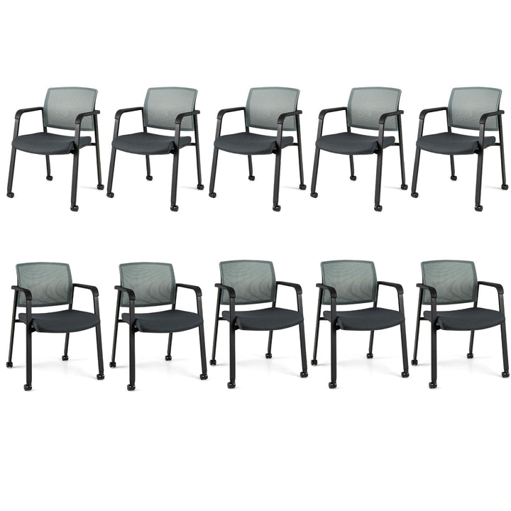 Giantex Waiting Room Chair Set, Rolling Office Desk Chairs with PU Wheels (2 / 4 / 6 / 8 / 10 / 12 Pack Options)