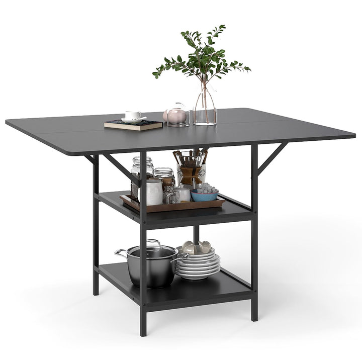 Giantex 47" Round Dining Table for 4-6 with 2-Tier Open Storage Shelves