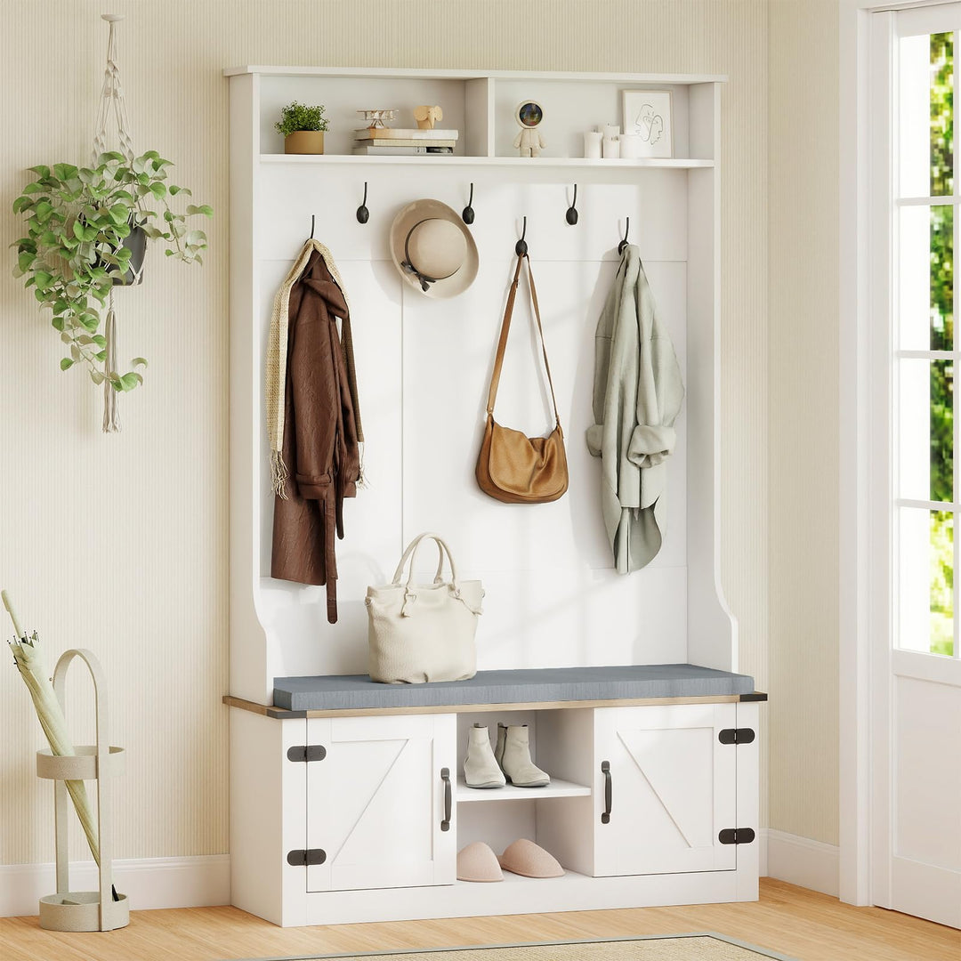 Giantex 4-in-1 Hall Tree with Bench and Shoe Storage 68.5" Tall Coat Rack