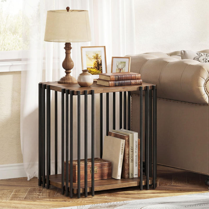 Giantex 2-Tier Wood Side Table - Narrow Sofa Couch End Table (1/2)
