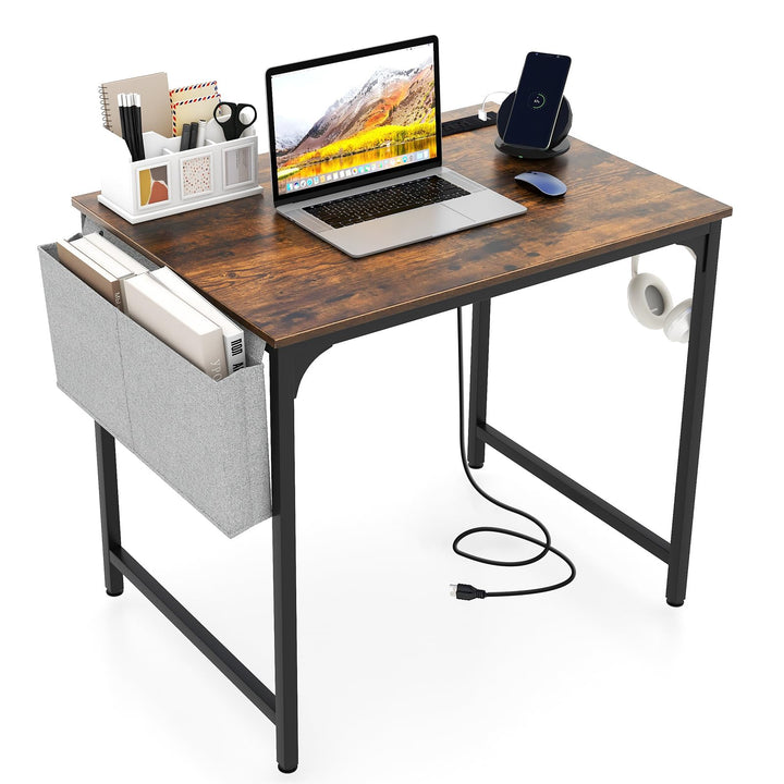 Giantex Conference Table with Charging Station, 2/4/6 PCS 32" x 24" Rectangular Meeting Room Desk with Storage Bag &amp; Hook