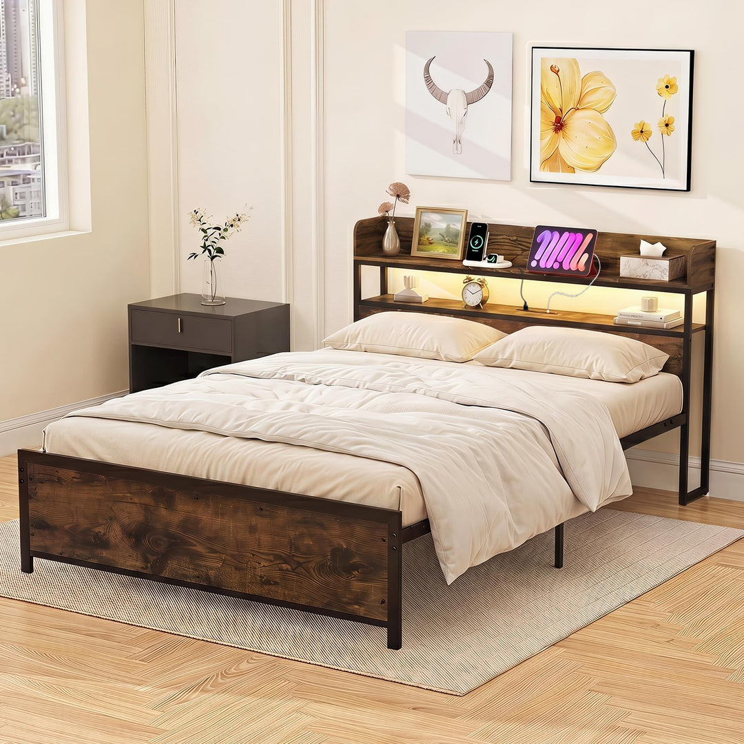 Giantex Queen Size Bed Frame with Storage Headboard