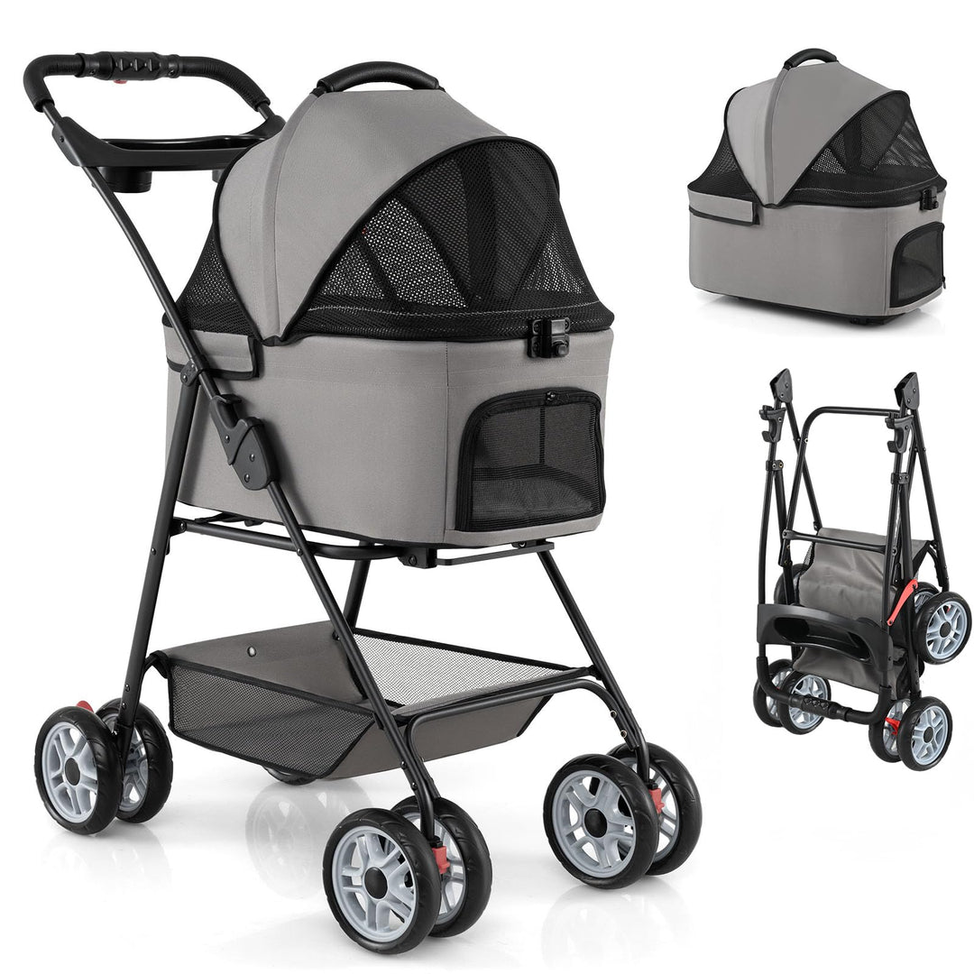 Giantex 3-in-1 Pet Stroller with Detachable Carrier for Small &amp; Medium Pets