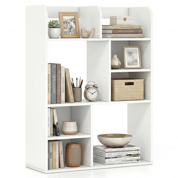 Giantex 3-Tier Desktop Bookshelf | 23.5" Desk Hutch Dorm with 8 Open Storage Cubes