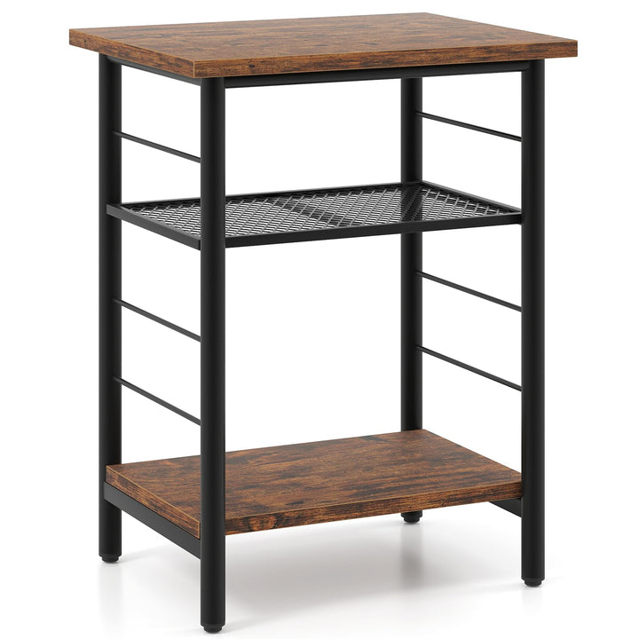 Giantex 3-Tier Side Table with Adjustable Mesh Shelf