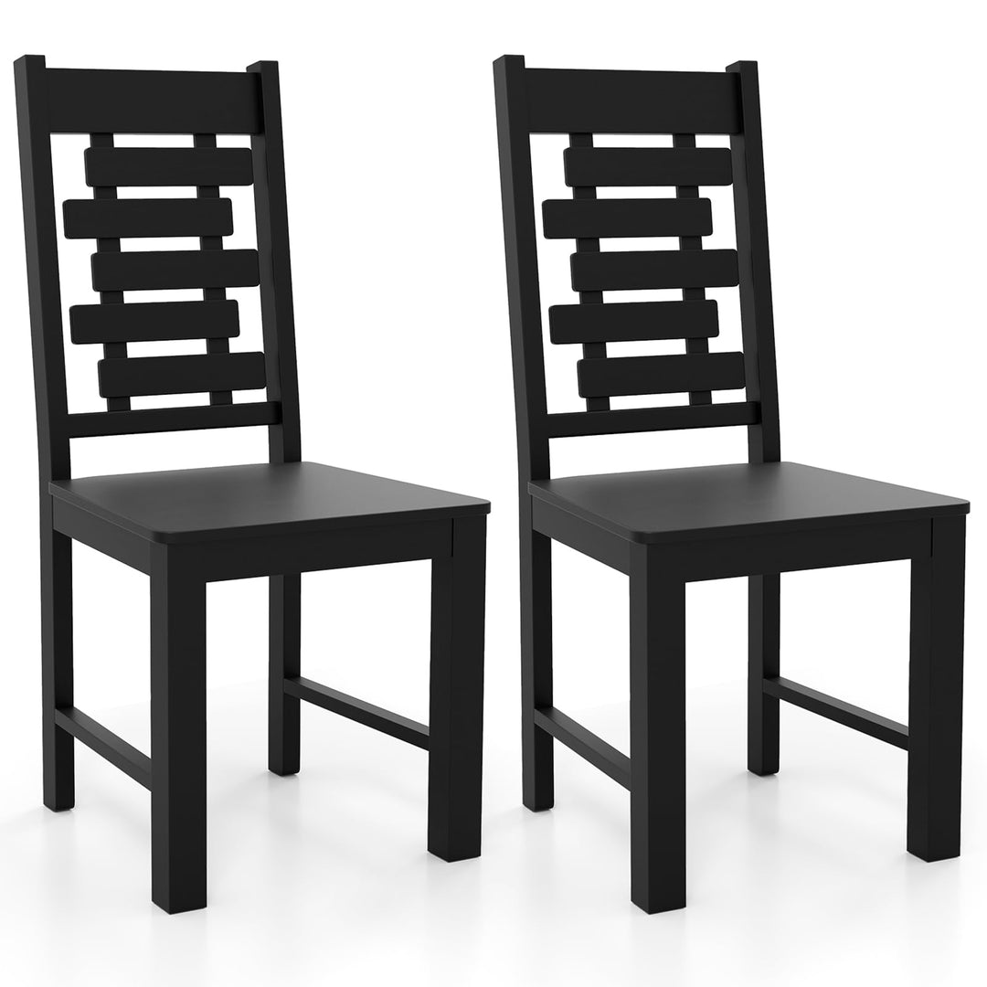 Giantex Wooden Dining Chairs Set 100% Solid Rubber Wood Kitchen Chair with High &amp; Tilted Backrest