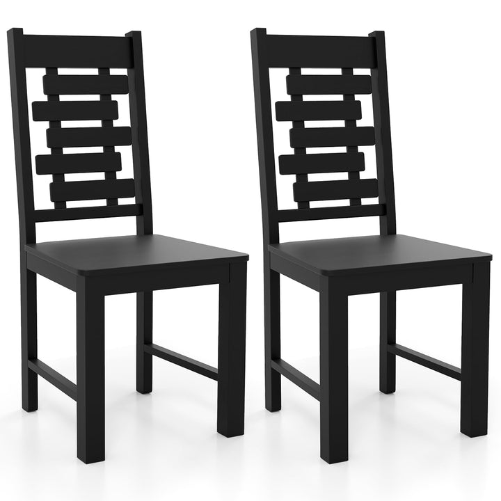 Giantex Wooden Dining Chairs Set 100% Solid Rubber Wood Kitchen Chair with High &amp; Tilted Backrest