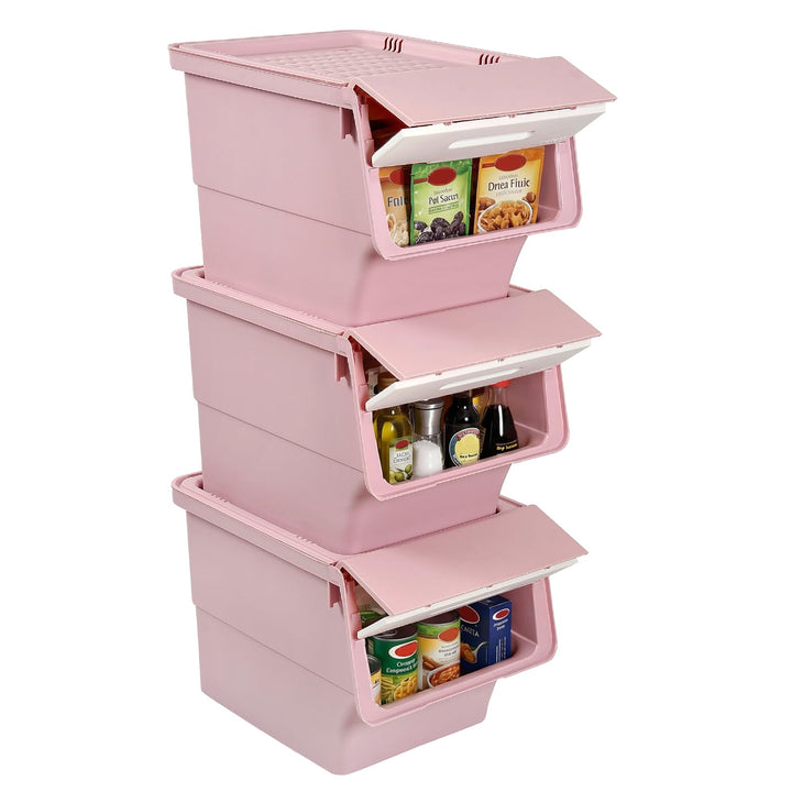 Giantex Plastic Stackable Storage Bins with Lids &amp; Wheels