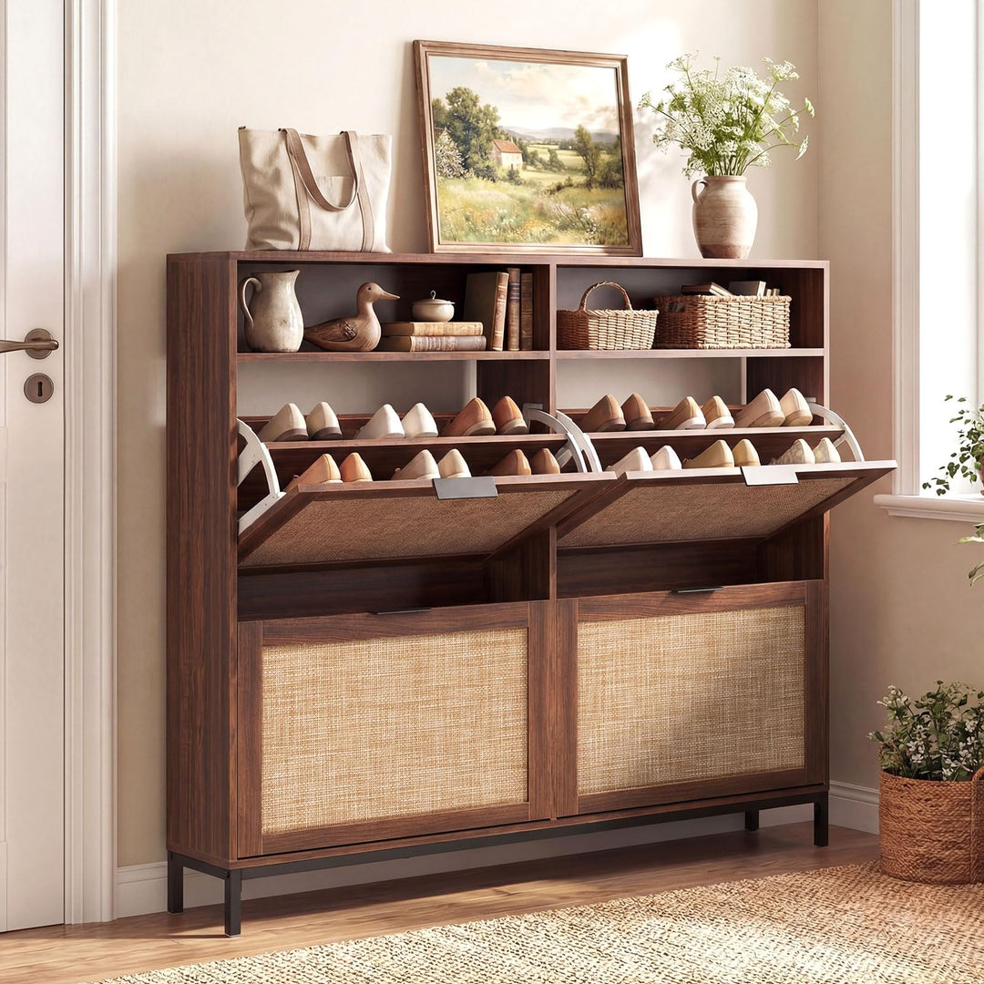 Giantex Large Shoe Storage Cabinet w/ 4 Flip Drawers