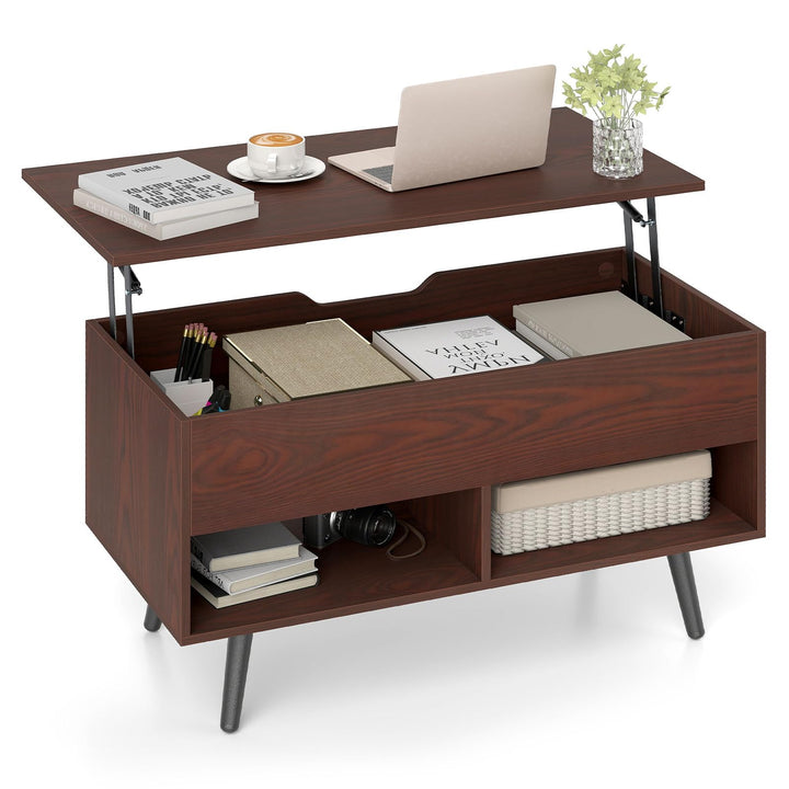 Giantex Lift Top Coffee Table Modern Cocktail Table w/Hidden Compartment &amp; 2 Open Shelves