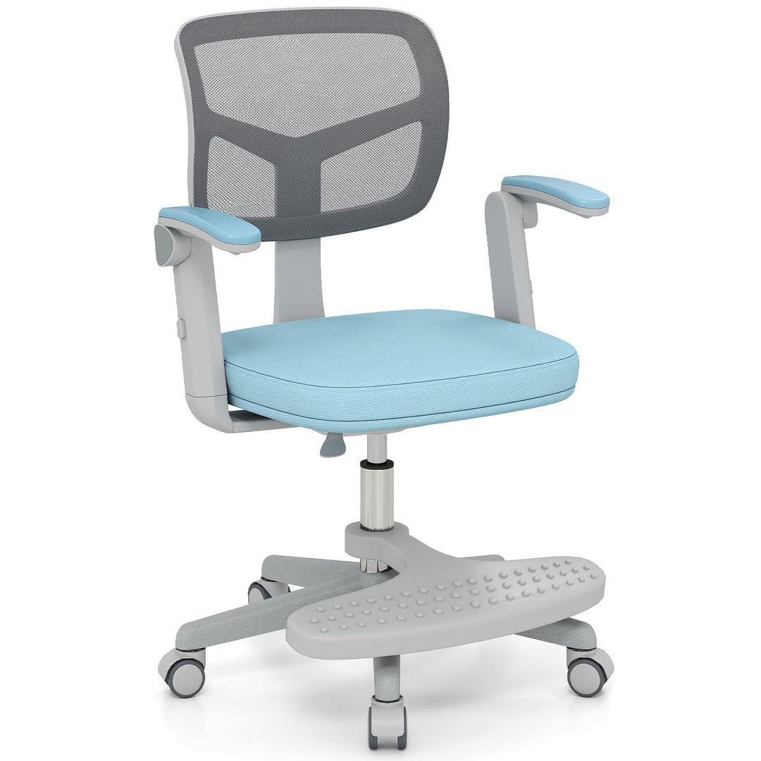 Kids Desk Chair, Ergonomic Adjustable Student Rolling Chair with Footrest &amp; Flip-up Armrest