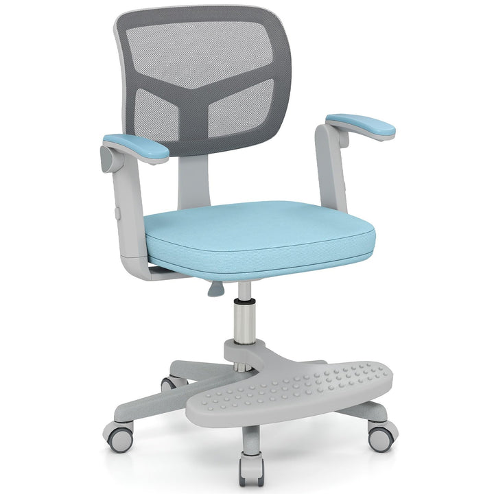 Kids Desk Chair, Ergonomic Adjustable Student Rolling Chair with Footrest &amp; Flip-up Armrest