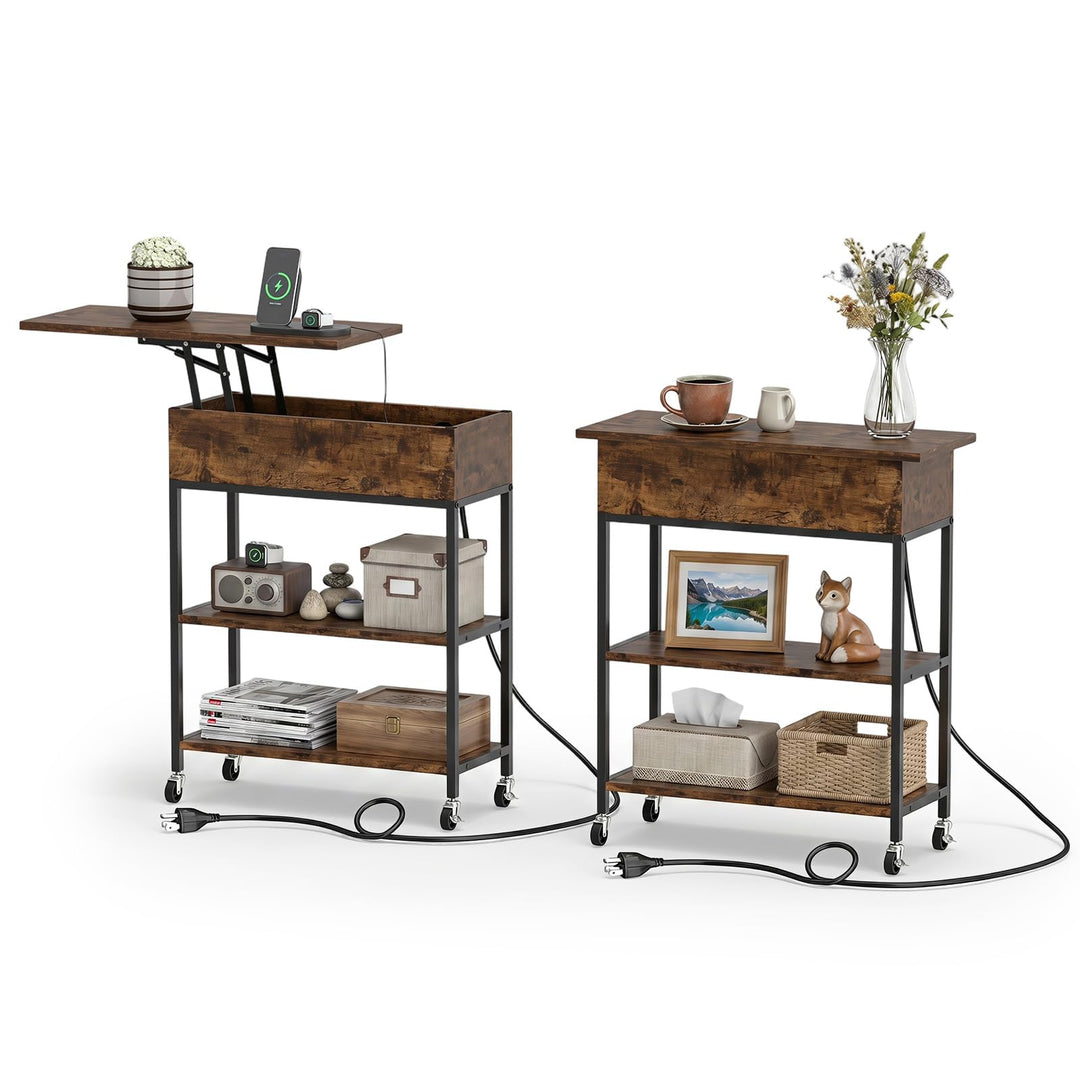 Giantex End Table with Charging Station - Lift Top Narrow Side Table (1/2)