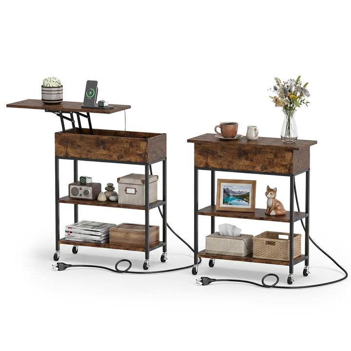 Giantex End Table with Charging Station - Lift Top Narrow Side Table (1/2)