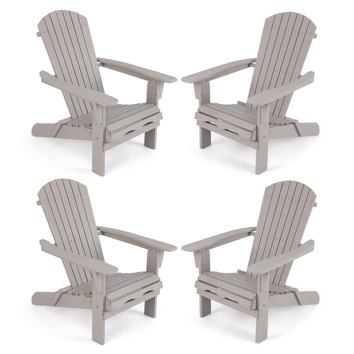 Giantex Foldable Adirondack Chair Set of 1/2/4 - Folding Front Porch Chairs with High Back, Wide Armrests, 400 LBS Max Load