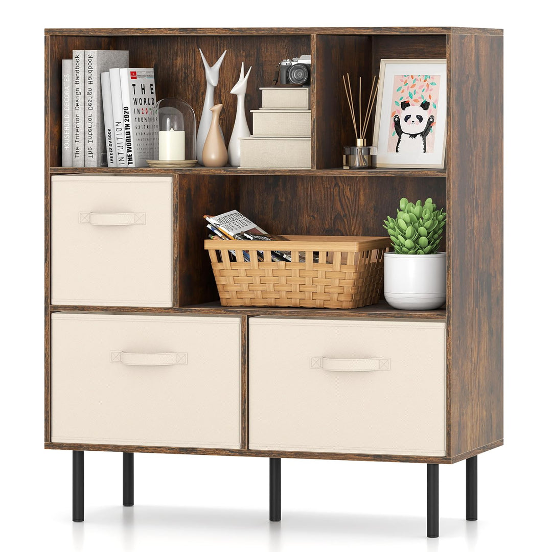 Giantex 6-Cube Bookshelf 3-Tier White Bookcase