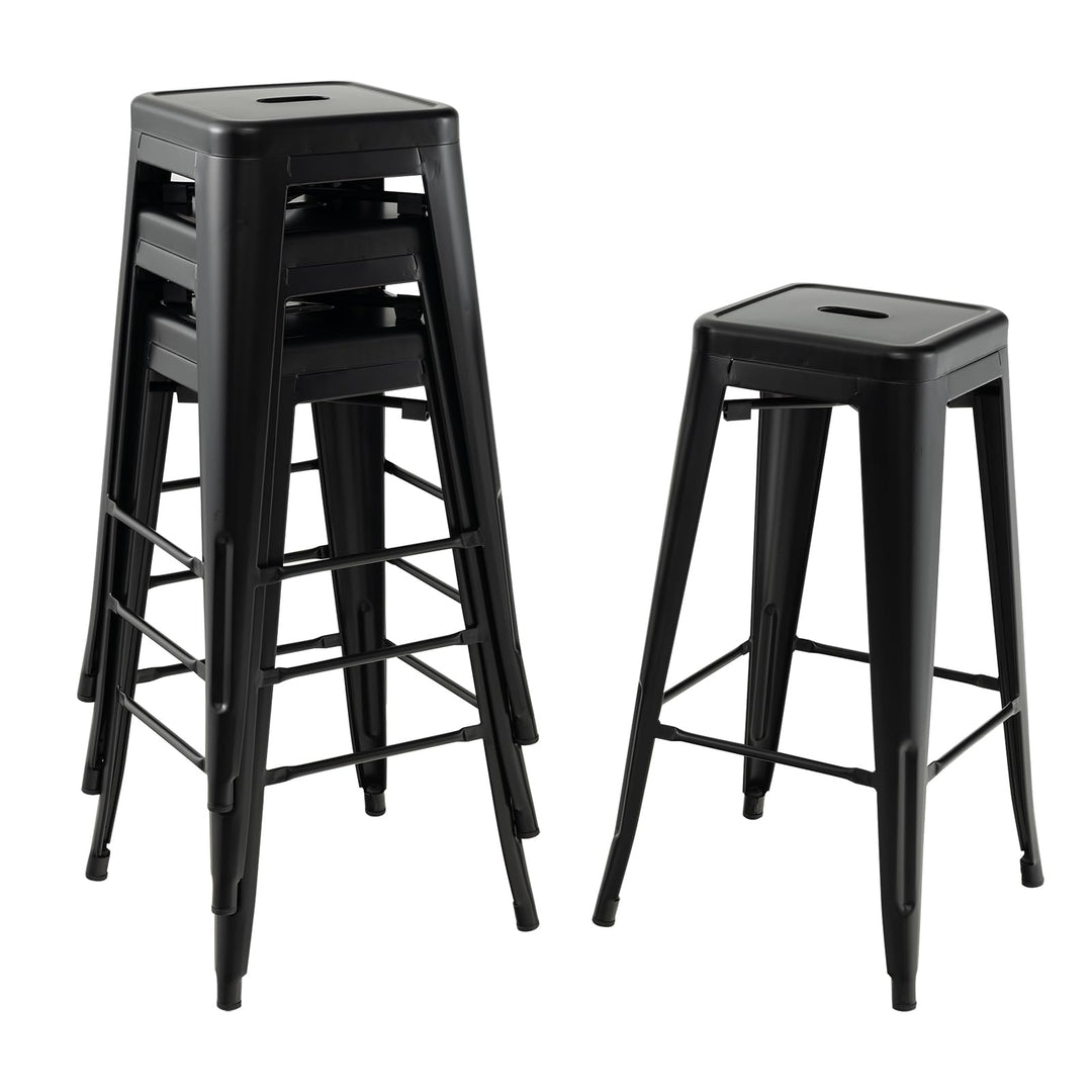 Giantex Metal Backless Bar Stools Set of 4, 30" Bar Height Modern Industrial Barstools w/Cut-out Handle