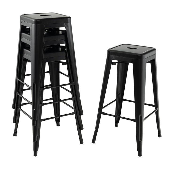 Giantex Metal Backless Bar Stools Set of 4, 30" Bar Height Modern Industrial Barstools w/Cut-out Handle