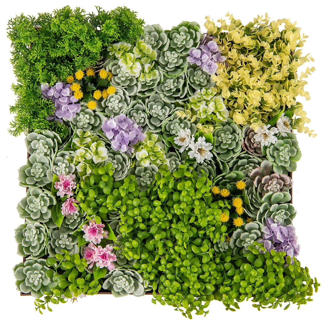 Giantex 2 Pack Hanging Artificial Plants Panels, 20" x 20" Square Framed 3D Greenery Wall Art Decor
