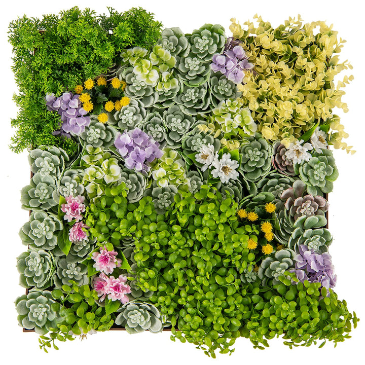 Giantex 2 Pack Hanging Artificial Plants Panels, 20" x 20" Square Framed 3D Greenery Wall Art Decor