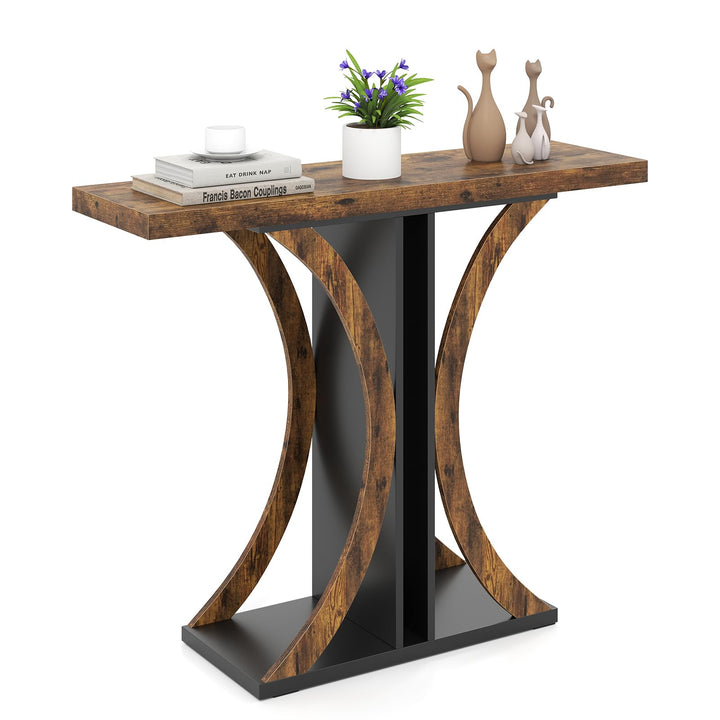 Giantex 40" Narrow Console Table | T-Shaped Entryway Table with Open Storage Shelve