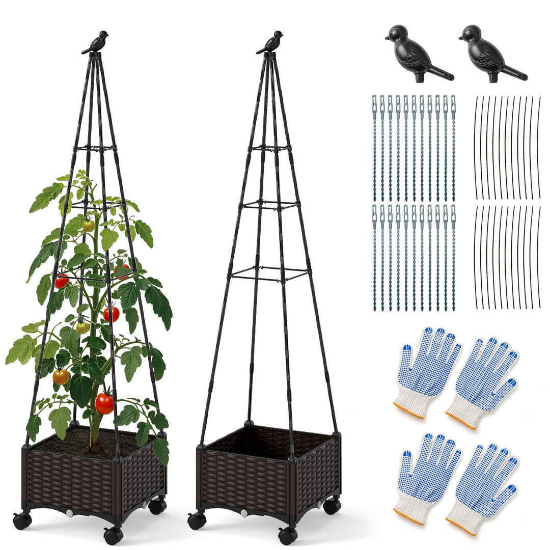 Giantex Raised Garden Bed with Wheels &amp; Tomato Cage