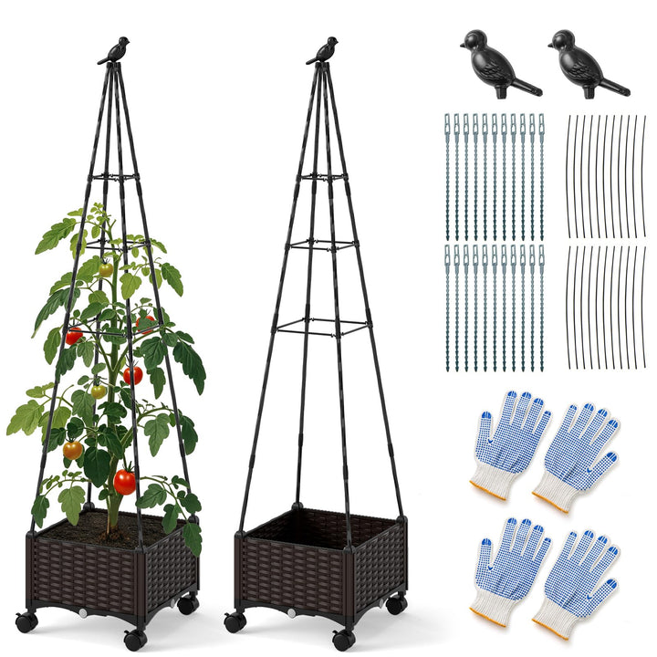 Giantex Raised Garden Bed with Wheels &amp; Tomato Cage