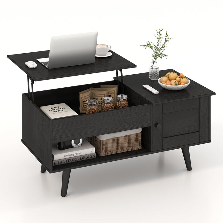 Giantex Lift Top Coffee Table, Modern Cocktail Table with Hidden Compartment, Open Shelf &amp; Cabinet