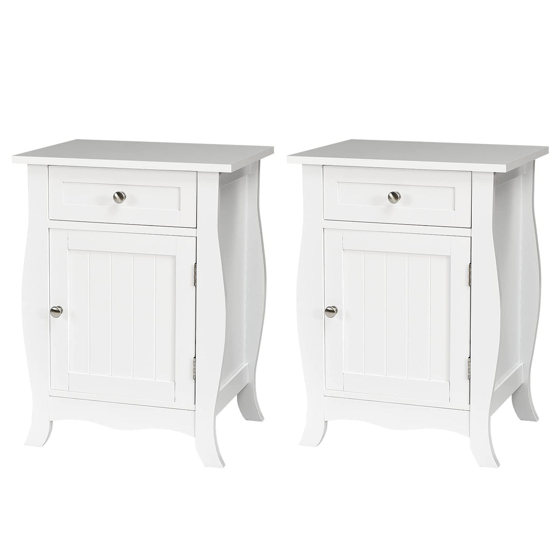 Giantex End Table Accent Storage Floor Cabinet, Wooden Nightstand with Drawer