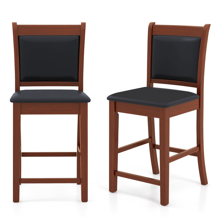 Giantex 24.5" Bar Stools Set of 2, Upholstered Counter Height Bar Stools w/Faux Leather Cushion &amp; Footrest