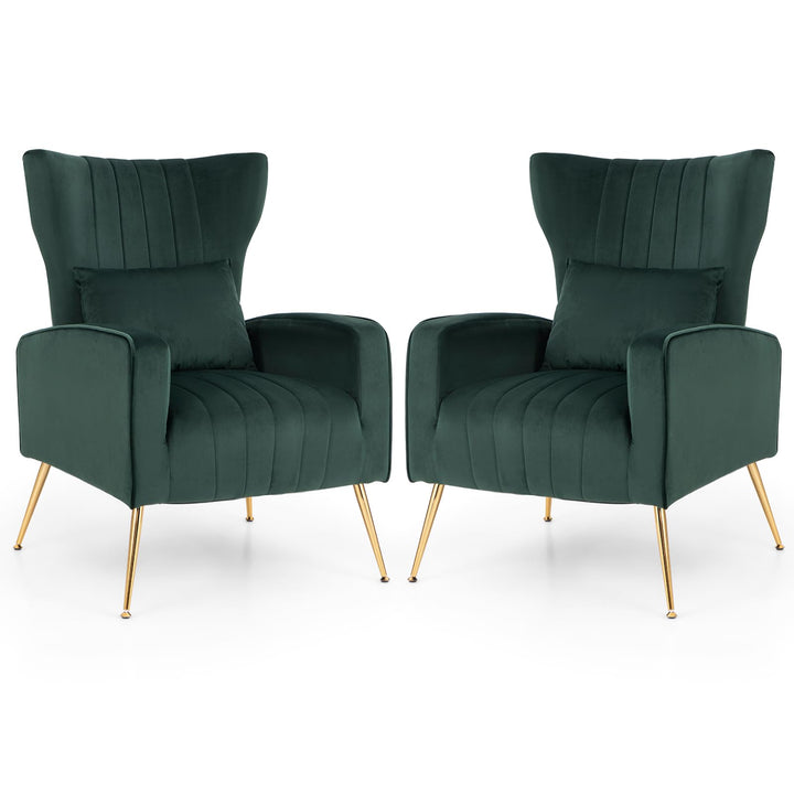 Giantex Velvet Accent Chair with Lumbar Pillow