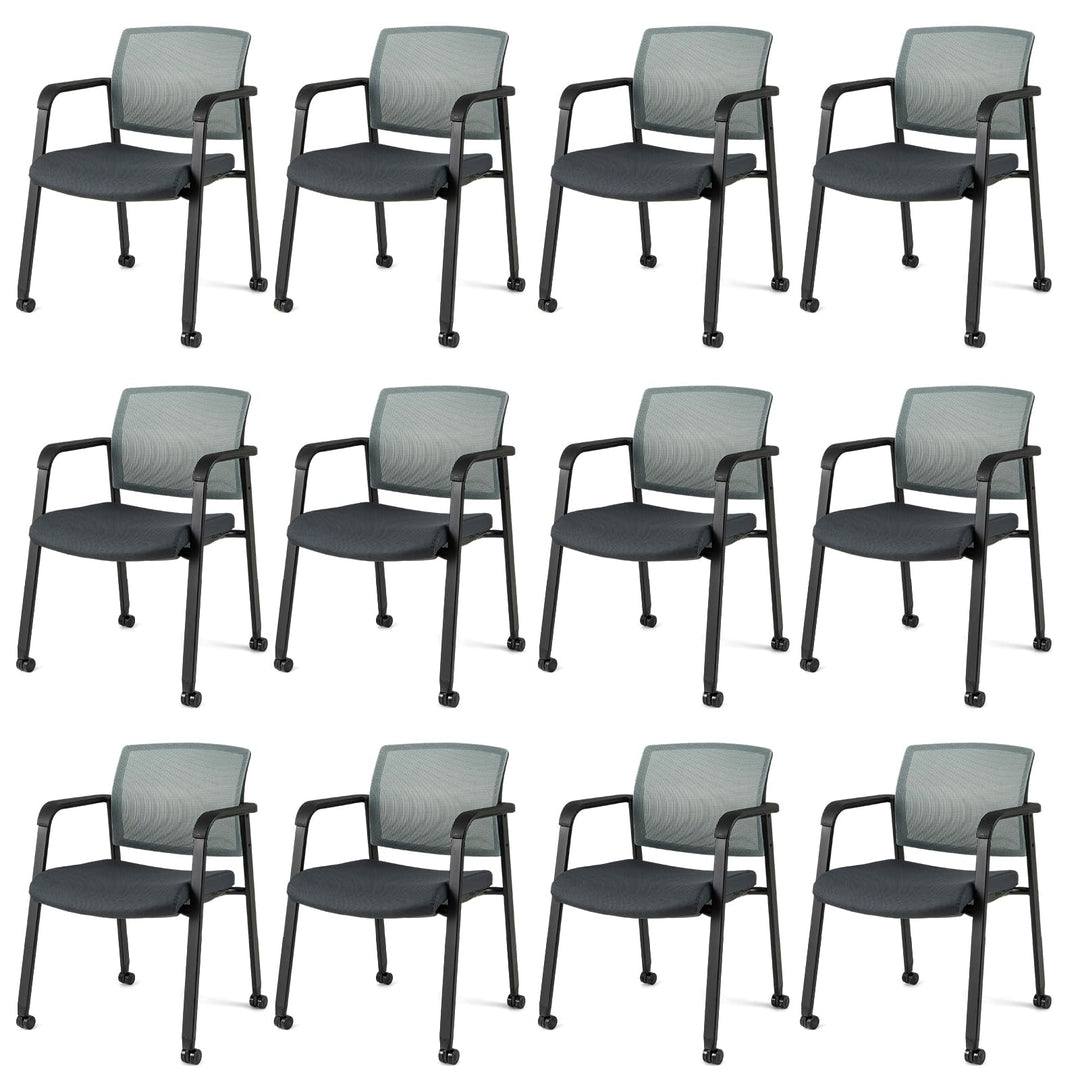 Giantex Waiting Room Chair Set, Rolling Office Desk Chairs with PU Wheels (2 / 4 / 6 / 8 / 10 / 12 Pack Options)